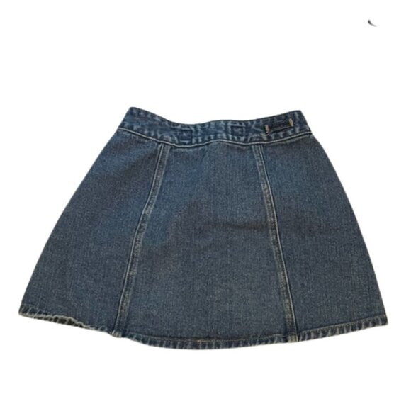 Brandy Melville Front Button Snap Blue Denim Jean Mini Skirt Size 23 - Picture 2 of 10